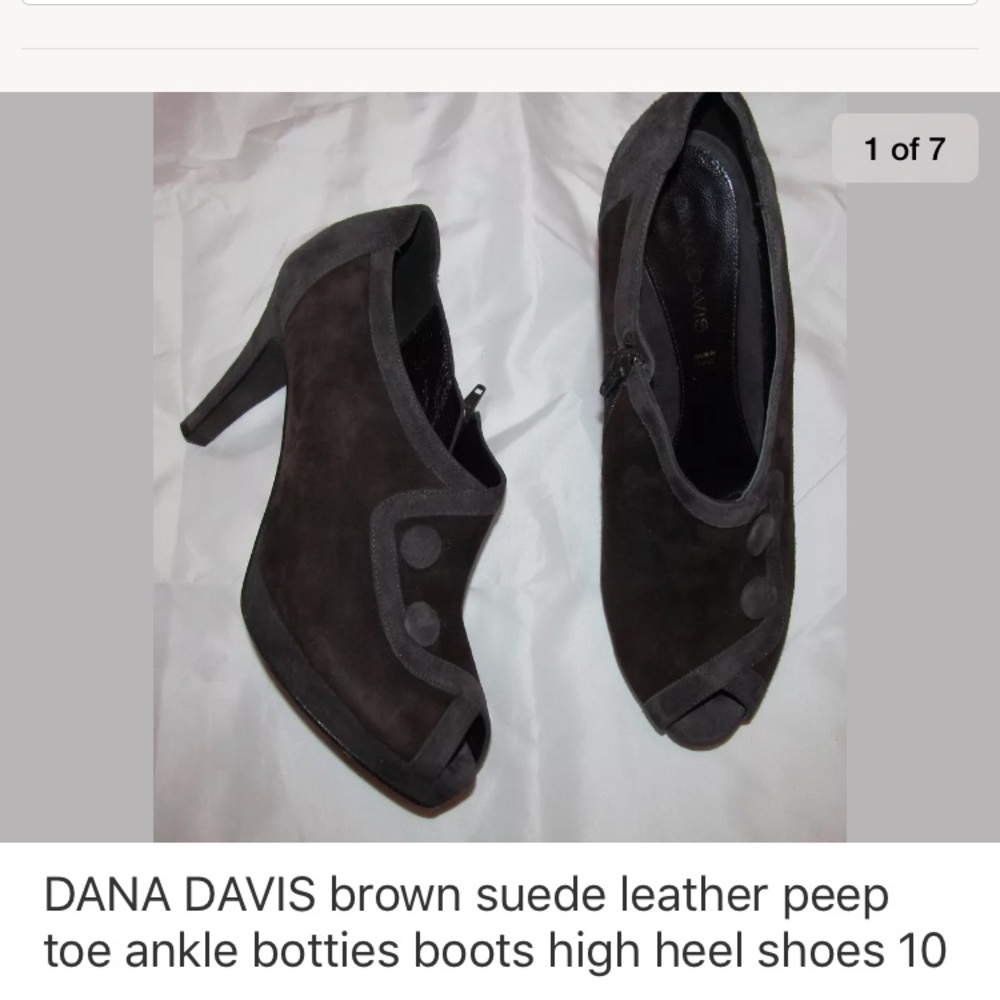 DANA DAVIS suede peep toe steampunk ankle boots